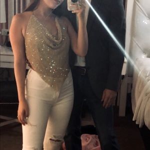 Gold chainmail tie top